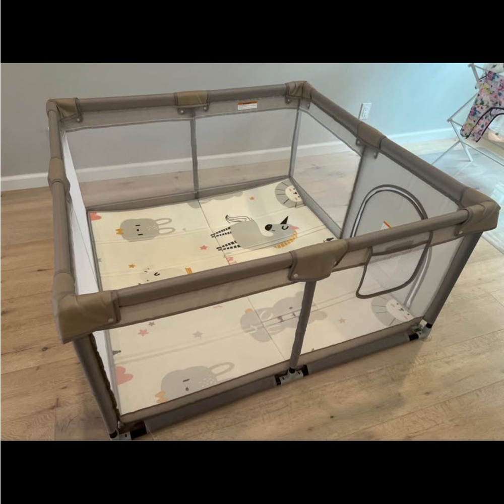 ZEEBABA Baby Playpen with Mat, 47x47inch Playpen for Babies and Toddlers.